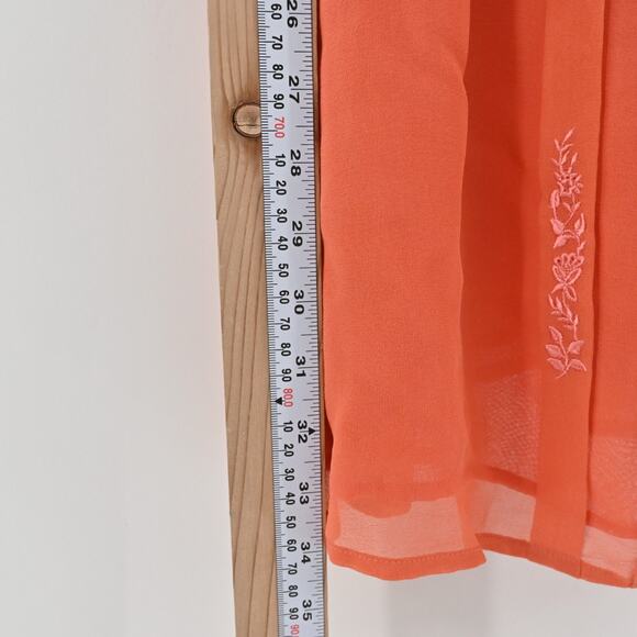 JOIE Womens Embroidered Silk Dress Size S Orange Boho Sleeveless Pin Tuck Lined - Picture 5 of 13